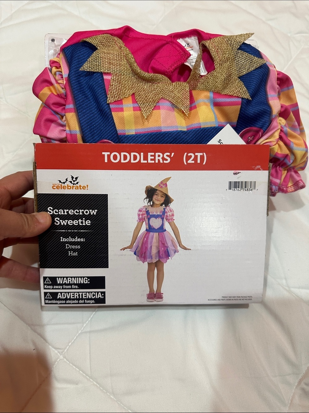 NEW Scarecrow Sweetie Toddler Costume (2T) - Pink, Blue, Yellow Plaid